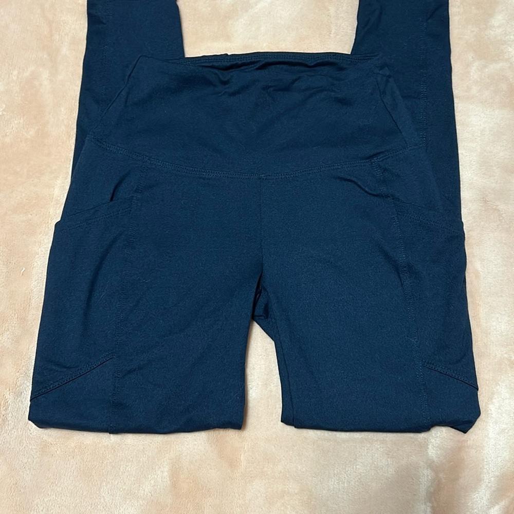 Zenana Blue Leggings With Side Pocket Size Small
